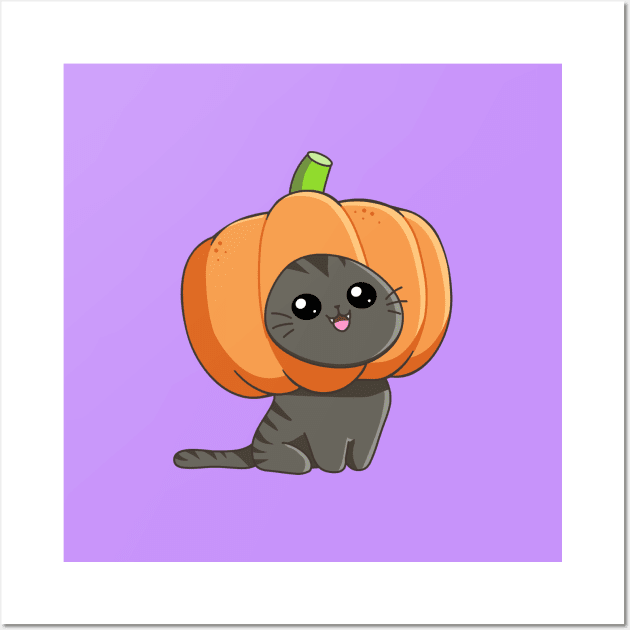 Pumpkin Cat Wall Art by AnishaCreations